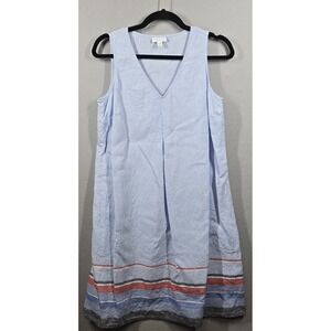 J Jill Dress Womens Small Sleeveless V Neck Striped‎ Linen Pockets Summer Casual